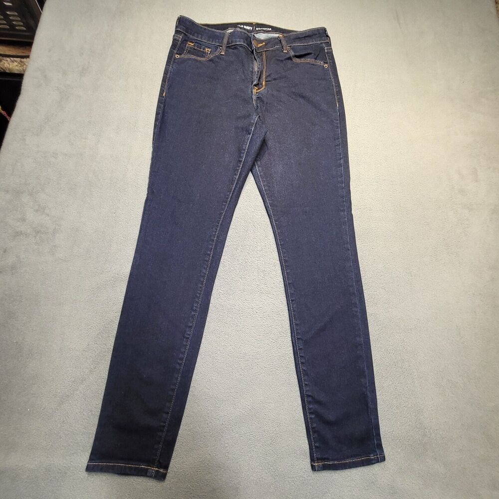 Old Navy Jeans Womens 8 Blue Rockstar Skinny Distressed Denim Stretch